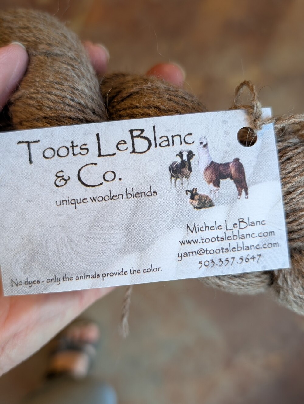 Toots LeBlanc & Co. Natural Jacob Wool/Alpaca/Mohair Sport wt.Yarn - 1000 Yards